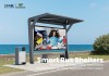 Modern Outdoor Bus Shelter with Full-Panel Advertising and LED Roof Light