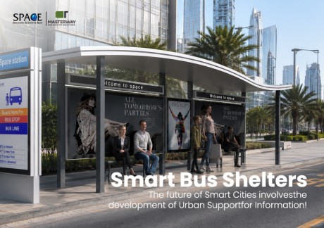 Curved Roof Bus Shelter with Advertising Lightbox Panels
