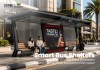 Modern Steel Bus Shelter with Advertising Lightbox and Bench Seating