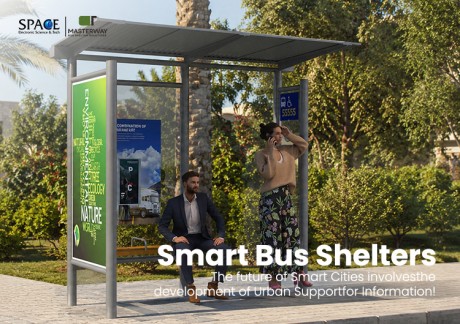 Compact Steel Bus Shelter with Advertising Light Box and Passenger Bench