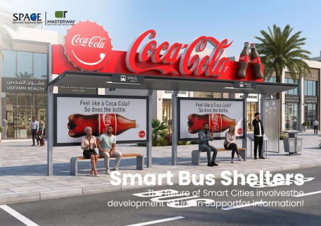 Outdoor Advertising Bus Shelter with Large Rooftop Billboard and Double Light Boxes