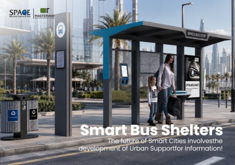 Smart Bus Shelter with Interactive Kiosk and Advertising Display for Urban Transit Stations