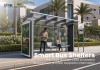 Modular Bus Shelter with Advertising Light Box and Glass Windscreen