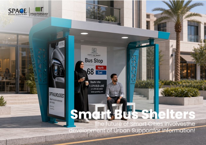 Modern Compact Bus Shelter with Advertising Light Box and Glass Side Panels