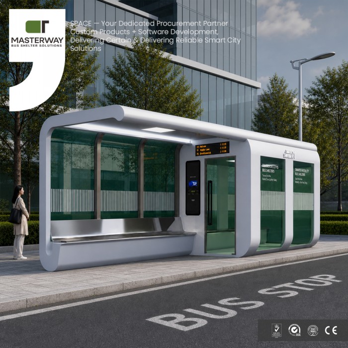 Enclosed Smart Bus Shelter with Digital Timetable | MASTERWAY
