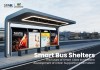 Futuristic Smart Bus Shelter with Multiple Advertising Displays and LED Lighting