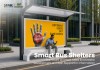 Modern Advertising Bus Shelter with Large Backlit Billboard and Bench