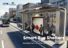 Futuristic Smart Bus Shelter with Digital Advertising Display and LED Lighting