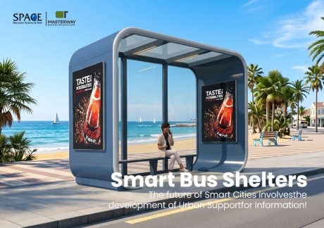 Modern Rounded Smart Bus Shelter with Advertising Light Box