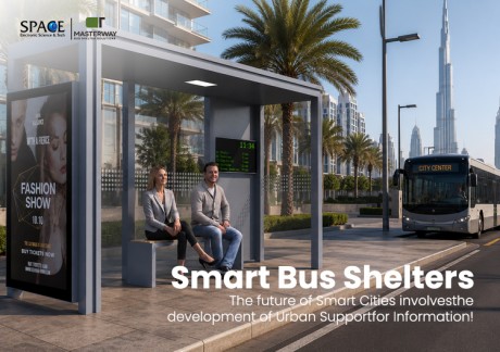 Modern Minimalist Bus Shelter with Advertising Light Box and LED Route Display