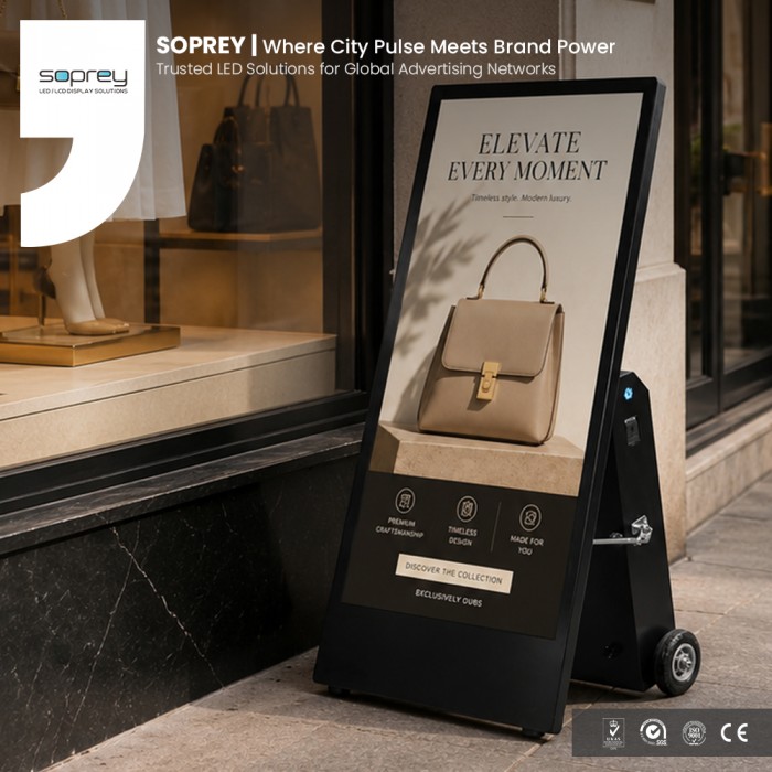 43 Inch Outdoor LCD Advertising Display Portable Digital Signage Poster Screen for Retail Advertising