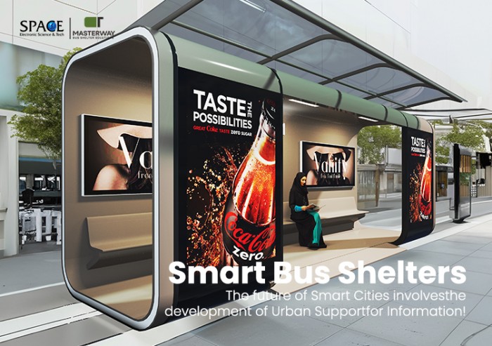 Modern Enclosed Bus Shelter with Advertising Light Boxes and Transparent Roof