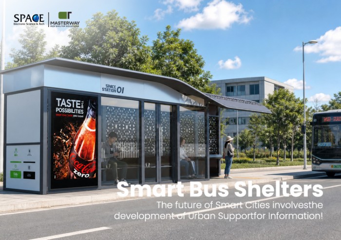 Enclosed Smart Bus Shelter with Advertising Light Box | MASTERWAY