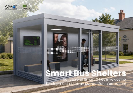 Enclosed Smart Bus Shelter with Glass Waiting Room and Digital Display