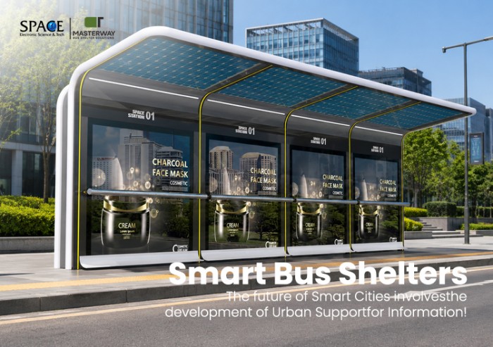 Solar Bus Shelter with Advertising Light Boxes | Masterway