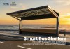 Modern Glass Bus Shelter with Decorative Canopy and Bench