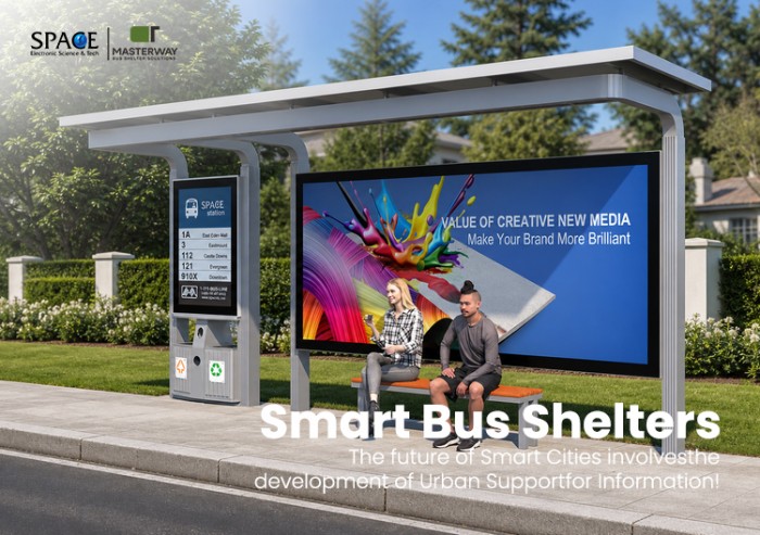 Outdoor Bus Shelter with Large Advertising Display | Masterway