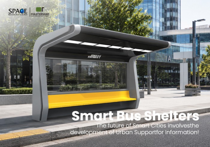 Curved Modular Bus Shelter with Monochrome LED Display | Masterway