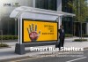 Modern Bus Shelter with Large Advertising Billboard and Curved Transparent Canopy Modern Bus Shelter with Large Advertising Billboard and Curved Transparent Canopy