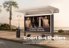 Modern Outdoor Bus Shelter with Advertising Light Box and Flat Roof Design