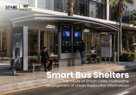 Smart Bus Shelter with Digital Information Display and Advertising Lightbox