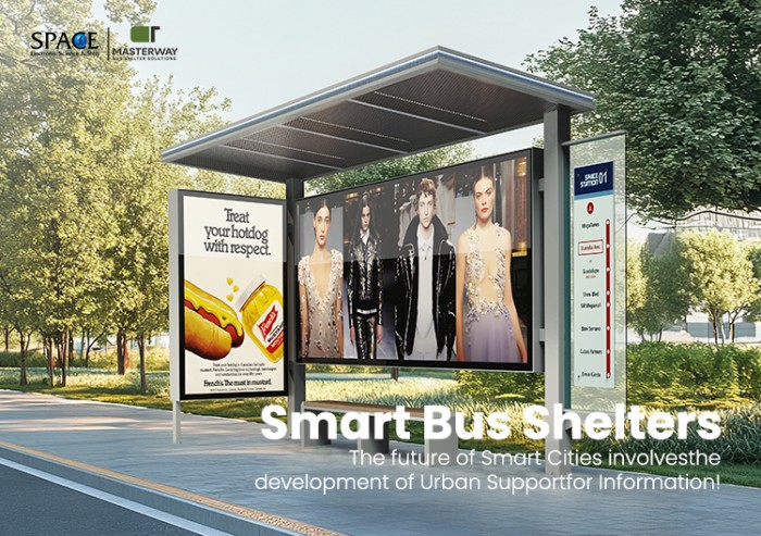 Modern Aluminum Bus Shelter with Large Billboard and Route Map Display Modern Aluminum Bus Shelter with Large Billboard and Route Map Display