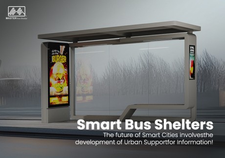 Outdoor Bus Shelter Light Box with Seating and Backlit Advertising Panel